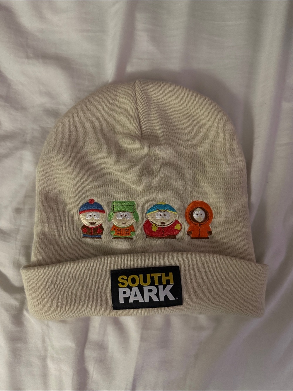 South Park Cream Embroidered Beanie Hat